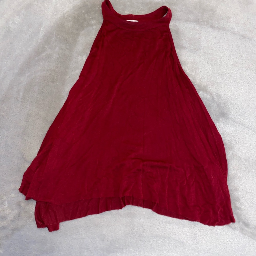 Red high neck flowy tank top